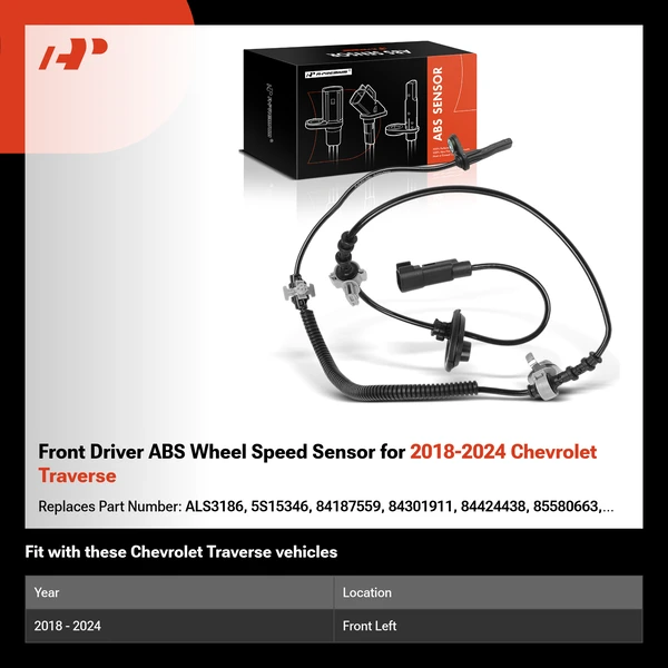 Front Driver ABS Wheel Speed Sensor for 2018-2024 Chevrolet Traverse
