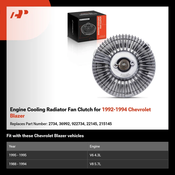 Engine Cooling Radiator Fan Clutch for 1992-1994 Chevrolet Blazer