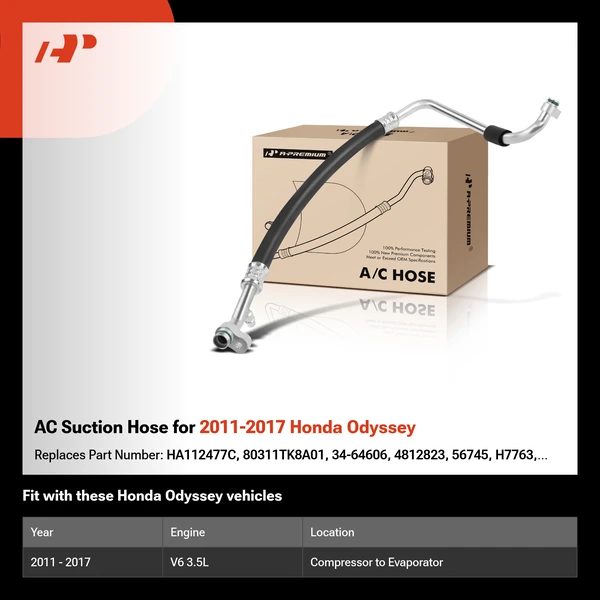 AC Suction Hose for 2011-2017 Honda Odyssey