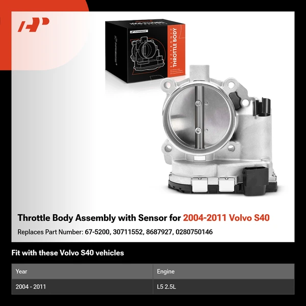 Throttle Body Assembly with Sensor for 2004-2011 Volvo S40