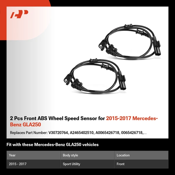2 Pcs Front ABS Wheel Speed Sensor for 2015-2017 Mercedes-Benz GLA250