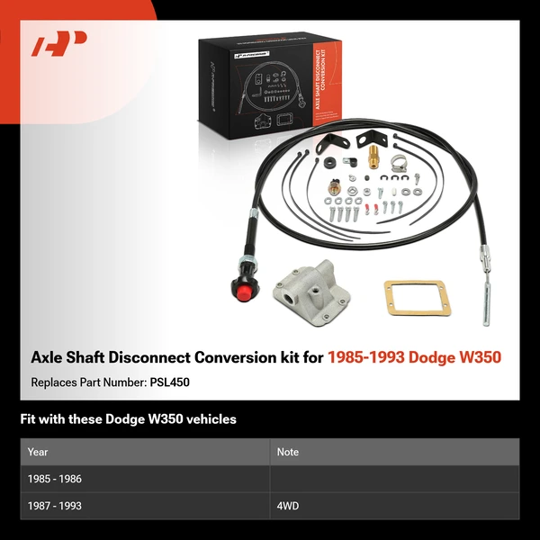 Axle Shaft Disconnect Conversion kit for 1985-1993 Dodge W350