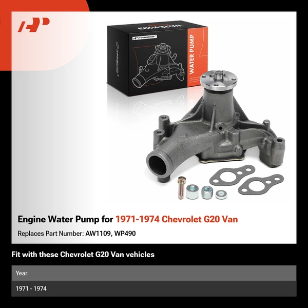 Engine Water Pump for 1971-1974 Chevrolet G20 Van