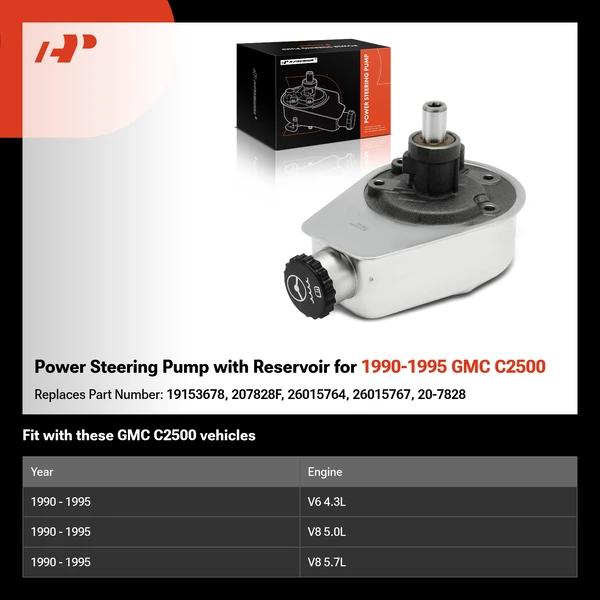 Power Steering Pump with Reservoir for 1990-1995 GMC C2500