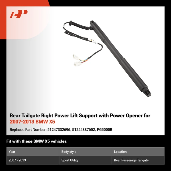 Rear Tailgate Right Power Lift Support with Power Opener for 2007-2013 BMW X5
