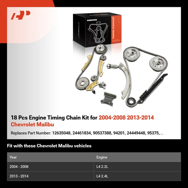 18 Pcs Engine Timing Chain Kit for 2004-2008 2013-2014 Chevrolet Malibu