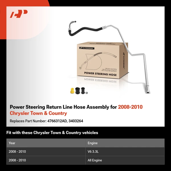 Power Steering Return Line Hose Assembly for 2008-2010 Chrysler Town & Country