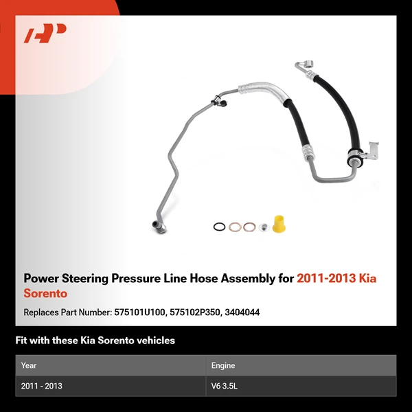 Power Steering Pressure Line Hose Assembly for 2011-2013 Kia Sorento
