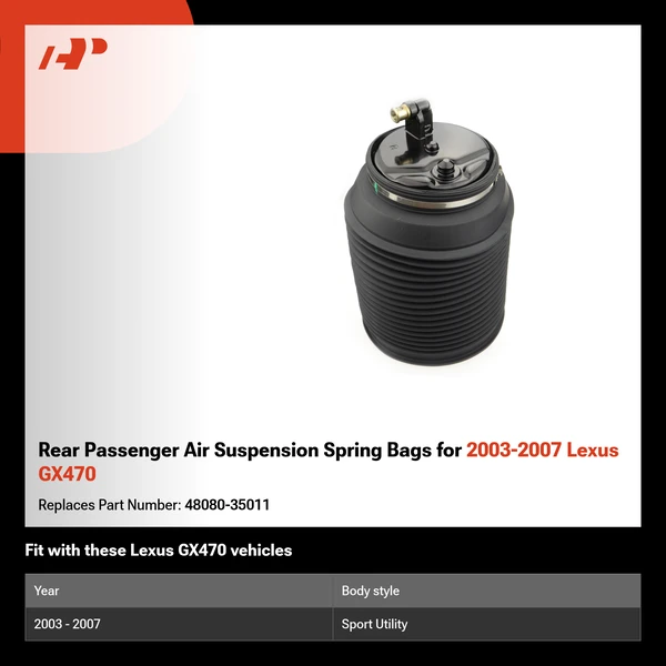 Rear Passenger Air Suspension Spring Bags for 2003-2007 Lexus GX470