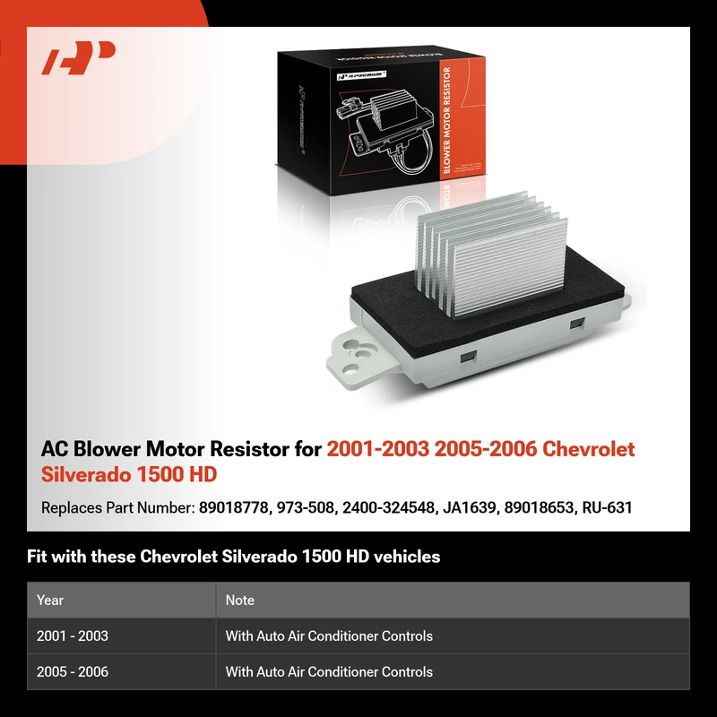 AC Blower Motor Resistor for 2001-2003 2005-2006 Chevrolet Silverado 1500 HD