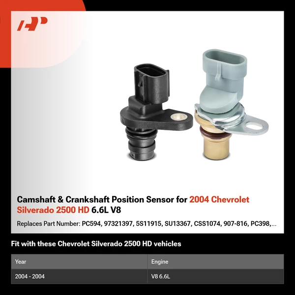 Camshaft & Crankshaft Position Sensor for 2004 Chevrolet Silverado 2500 HD 6.6L V8