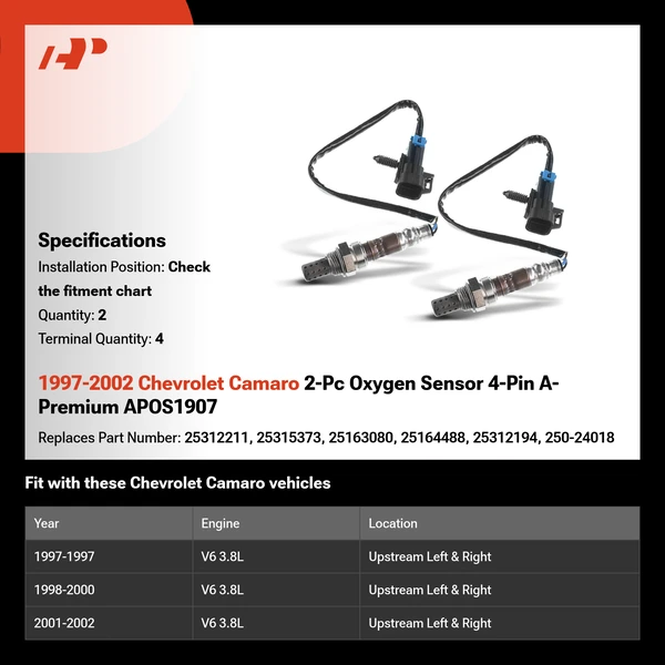 1997-2002 Chevrolet Camaro 2-Pc Oxygen Sensor 4-Pin A-Premium APOS1907