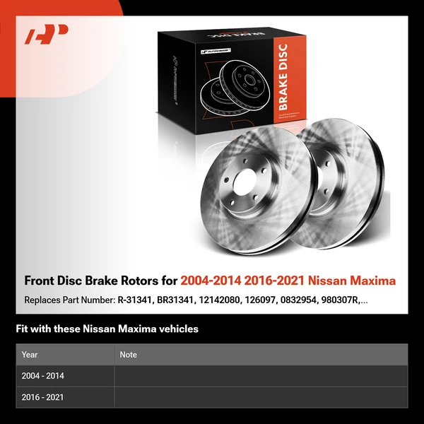 Front Disc Brake Rotors for 2004-2014 2016-2021 Nissan Maxima