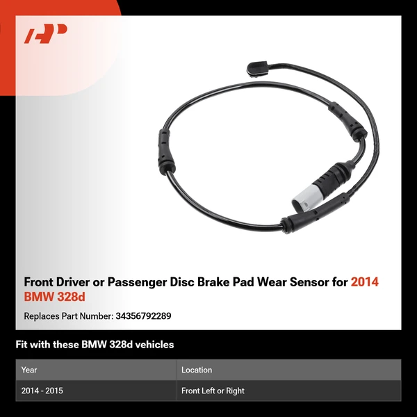 Front Driver or Passenger Disc Brake Pad Wear Sensor for 2014 BMW 328d