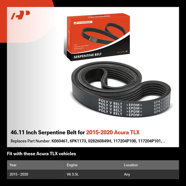 46.11 Inch Serpentine Belt for 2015-2020 Acura TLX