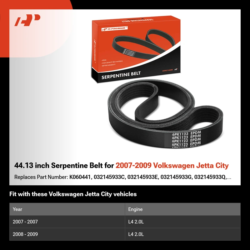 44.13 inch Serpentine Belt for 2007-2009 Volkswagen Jetta City