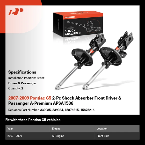 2007-2009 Pontiac G5 2-Pc Shock Absorber Front Driver & Passenger A-Premium APSA1586