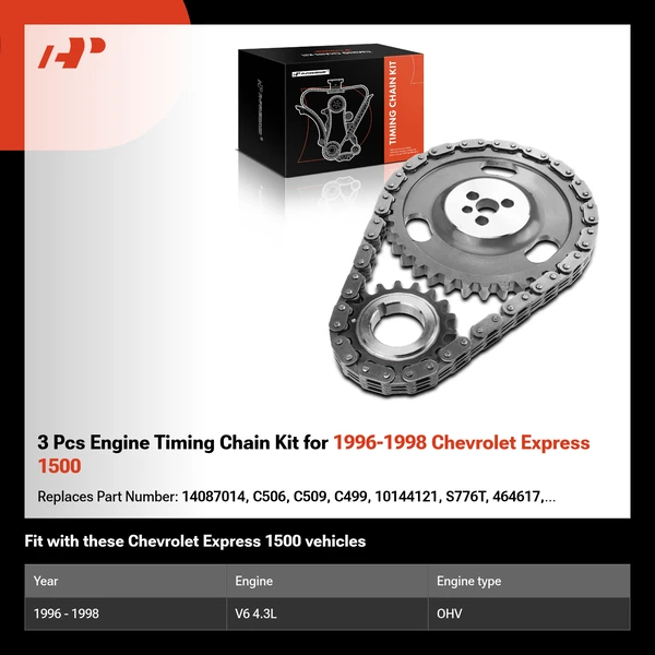 3 Pcs Engine Timing Chain Kit for 1996-1998 Chevrolet Express 1500