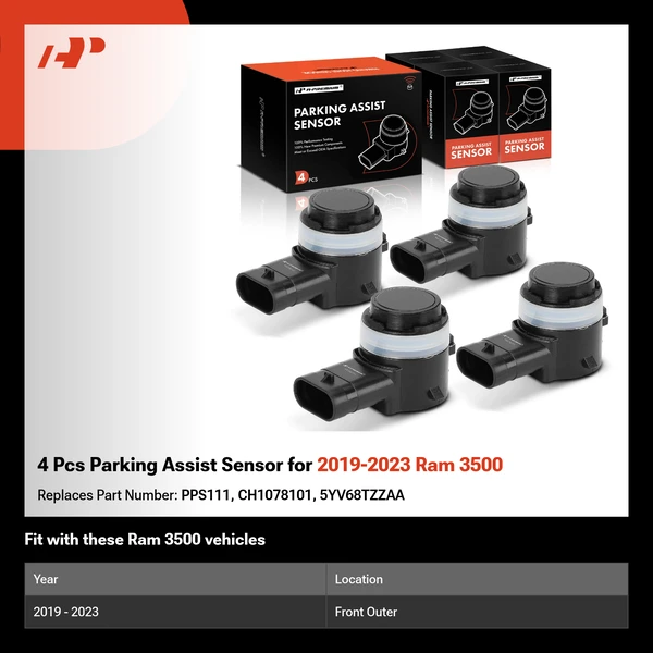 4 Pcs Parking Assist Sensor for 2019-2023 Ram 3500