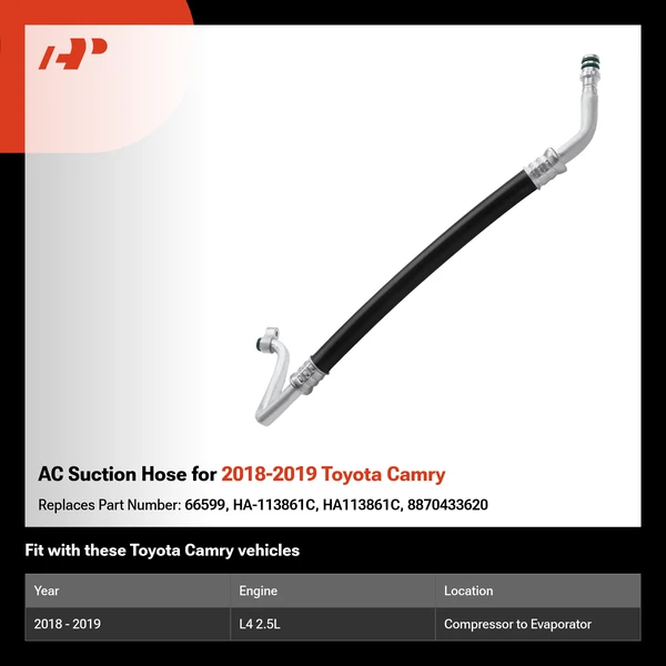 AC Suction Hose for 2018-2019 Toyota Camry