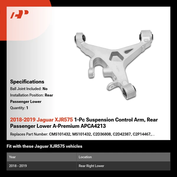 2018-2019 Jaguar XJR575 1-Pc Suspension Control Arm, Rear Passenger Lower A-Premium APCA4213