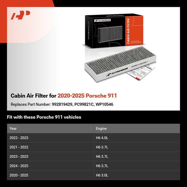 Cabin Air Filter for 2020-2025 Porsche 911