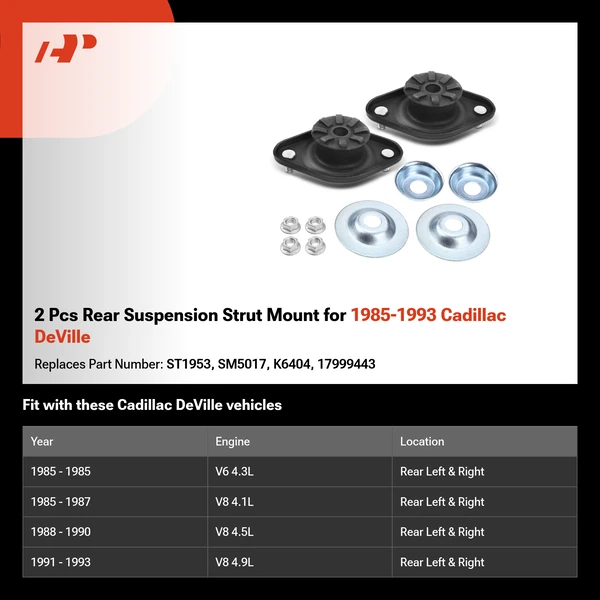 2 Pcs Rear Suspension Strut Mount for 1985-1993 Cadillac DeVille