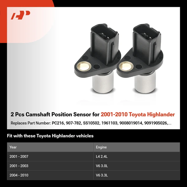 2 Pcs Camshaft Position Sensor for 2001-2010 Toyota Highlander