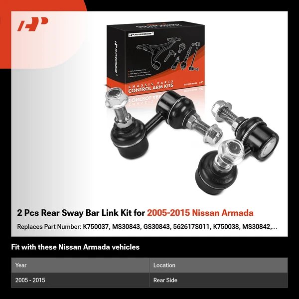 2 Pcs Rear Sway Bar Link Kit for 2005-2015 Nissan Armada