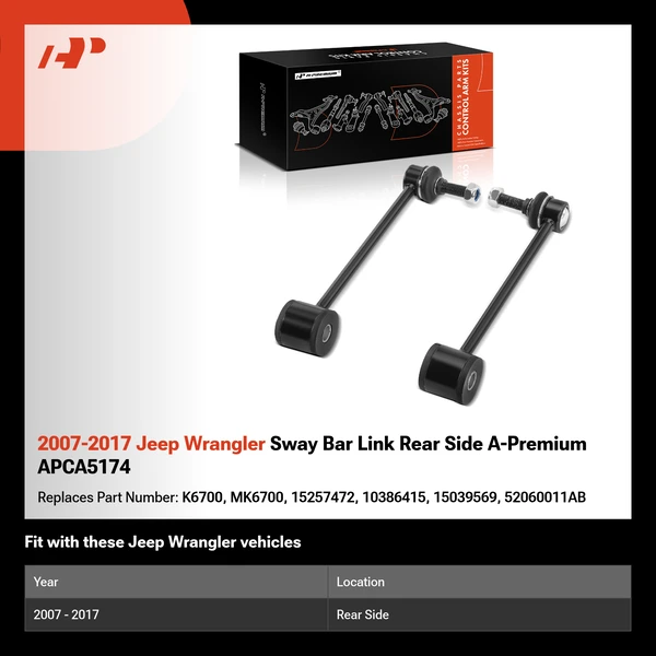 2007-2017 Jeep Wrangler Sway Bar Link Rear Side A-Premium APCA5174