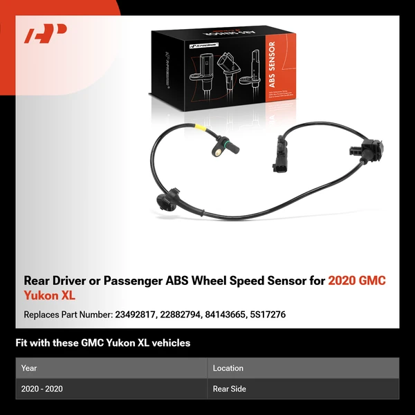 Rear Driver or Passenger ABS Wheel Speed Sensor for 2020 GMC Yukon XL