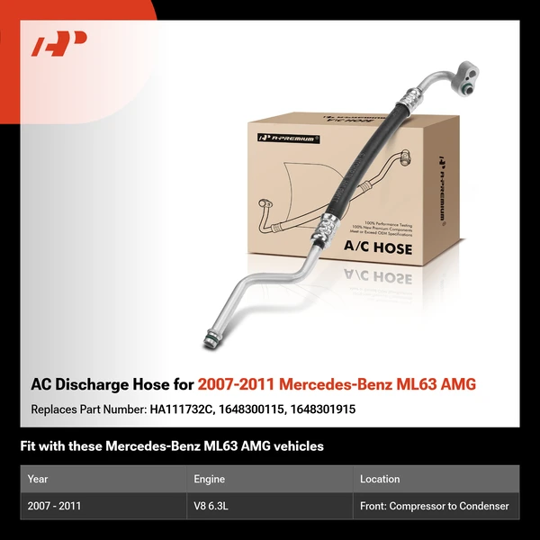 AC Discharge Hose for 2007-2011 Mercedes-Benz ML63 AMG