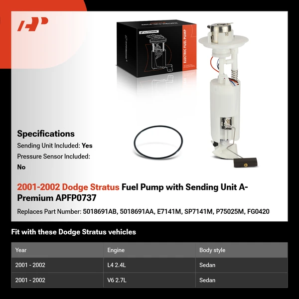 2001-2002 Dodge Stratus Fuel Pump with Sending Unit A-Premium APFP0737