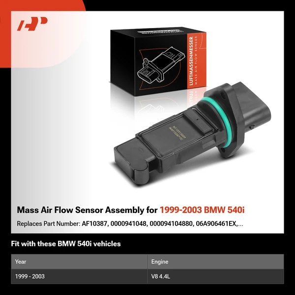 Mass Air Flow Sensor Assembly for 1999-2003 BMW 540i
