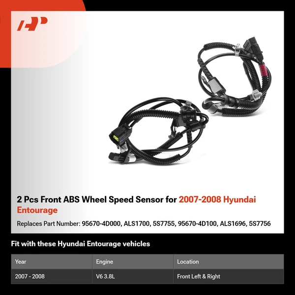 2 Pcs Front ABS Wheel Speed Sensor for 2007-2008 Hyundai Entourage