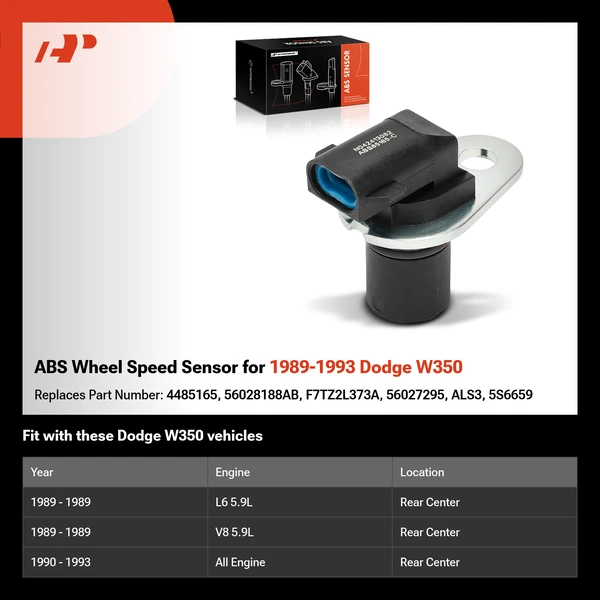 ABS Wheel Speed Sensor for 1989-1993 Dodge W350