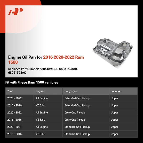 Engine Oil Pan for 2016 2020-2022 Ram 1500