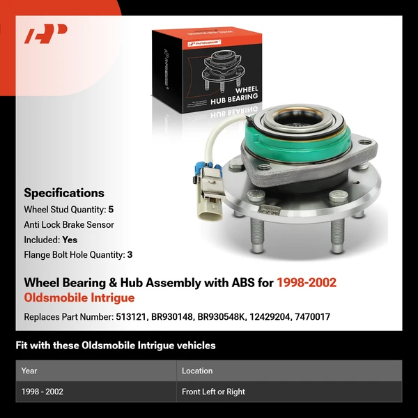 Wheel Bearing & Hub Assembly with ABS for 1998-2002 Oldsmobile Intrigue