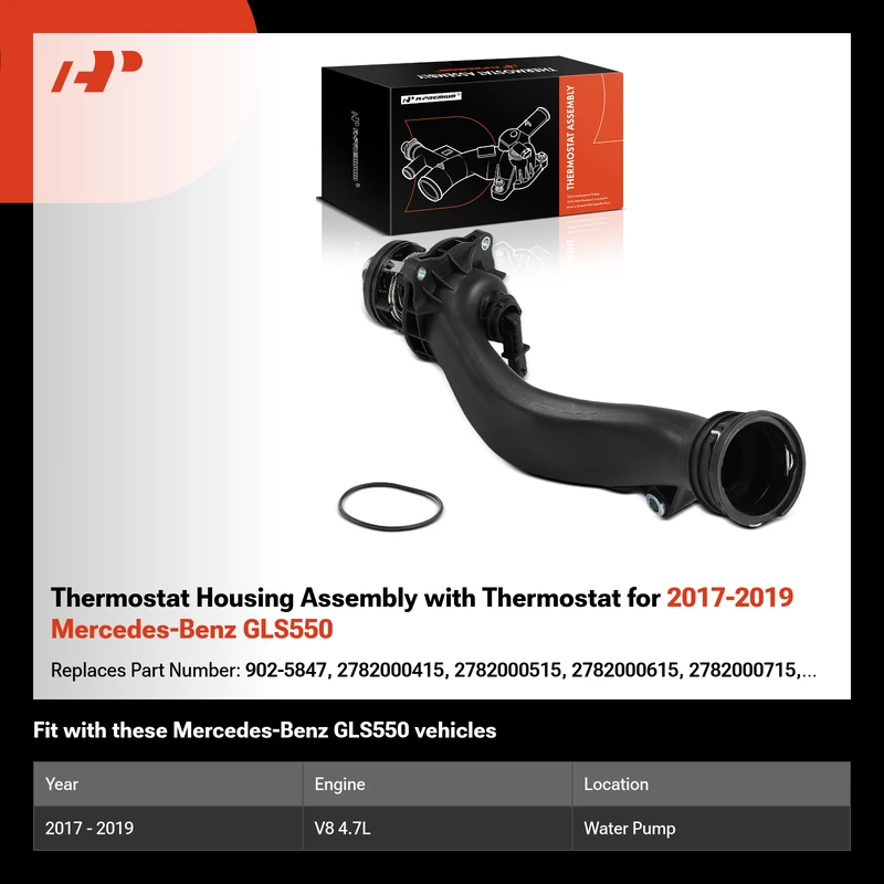 Thermostat Housing Assembly with Thermostat for 2017-2019 Mercedes-Benz GLS550