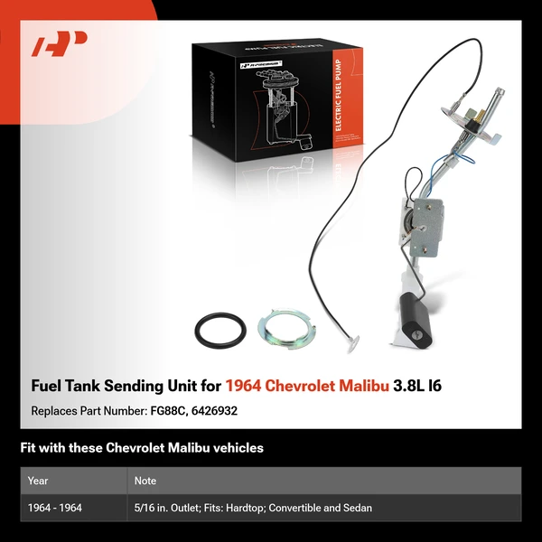 Fuel Tank Sending Unit for 1964 Chevrolet Malibu 3.8L l6