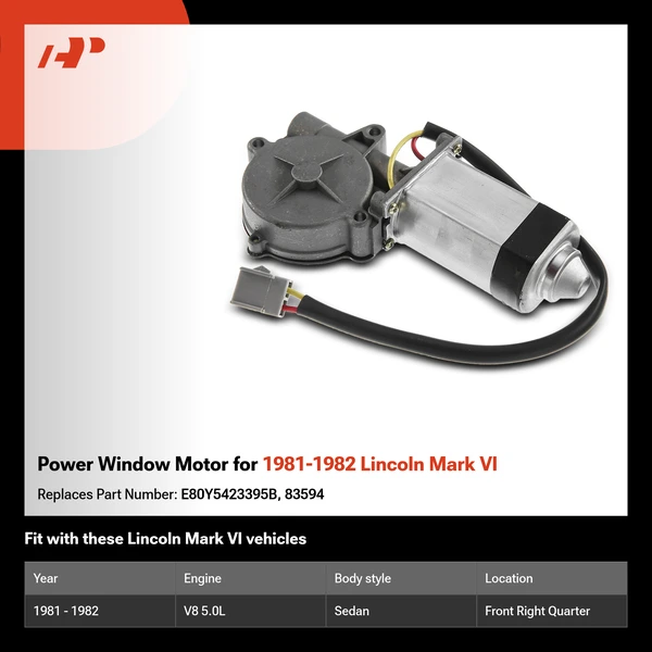 Power Window Motor for 1981-1982 Lincoln Mark VI