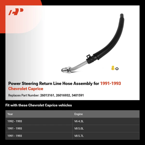 Power Steering Return Line Hose Assembly for 1991-1993 Chevrolet Caprice