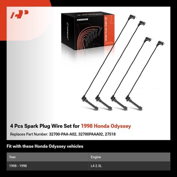 4 Pcs Spark Plug Wire Set for 1998 Honda Odyssey