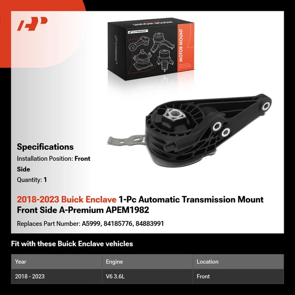 2018-2023 Buick Enclave 1-Pc Automatic Transmission Mount Front Side A-Premium APEM1982