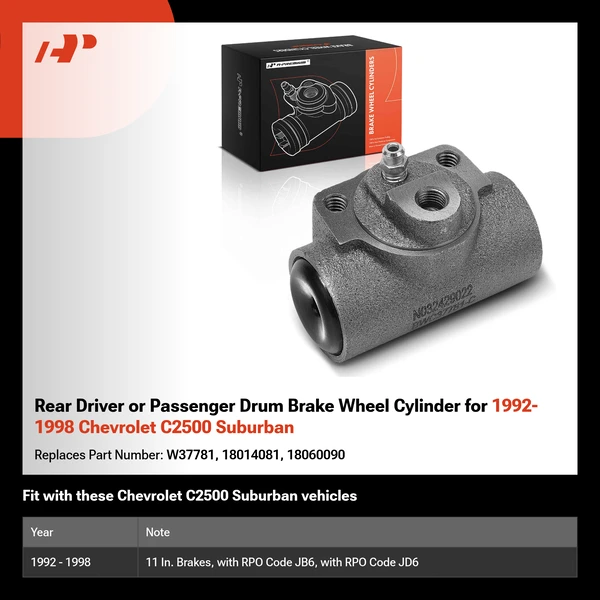 Rear Driver or Passenger Drum Brake Wheel Cylinder for 1992-1998 Chevrolet C2500 Suburban