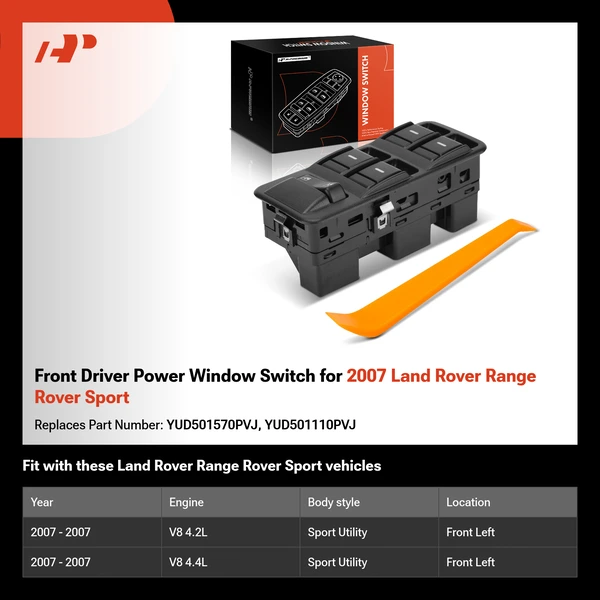 Front Driver Power Window Switch for 2007 Land Rover Range Rover Sport