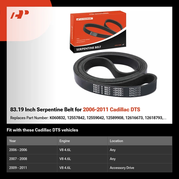 83.19 Inch Serpentine Belt for 2006-2011 Cadillac DTS