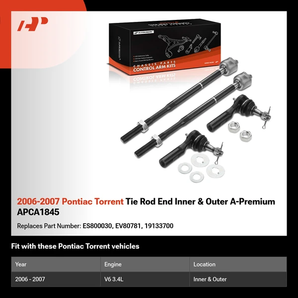2006-2007 Pontiac Torrent Tie Rod End Inner & Outer A-Premium APCA1845