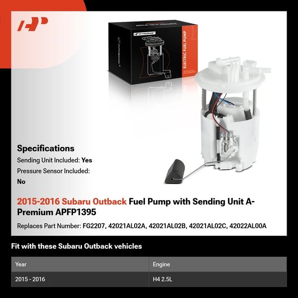 2015-2016 Subaru Outback Fuel Pump with Sending Unit A-Premium APFP1395