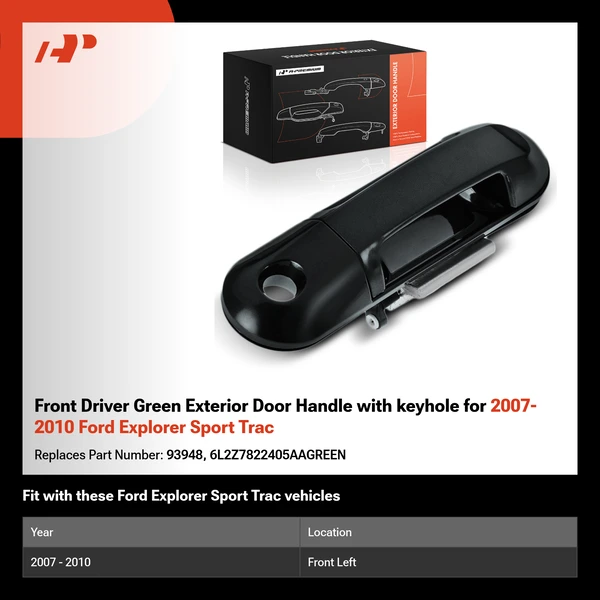 Front Driver Green Exterior Door Handle with keyhole for 2007-2010 Ford Explorer Sport Trac